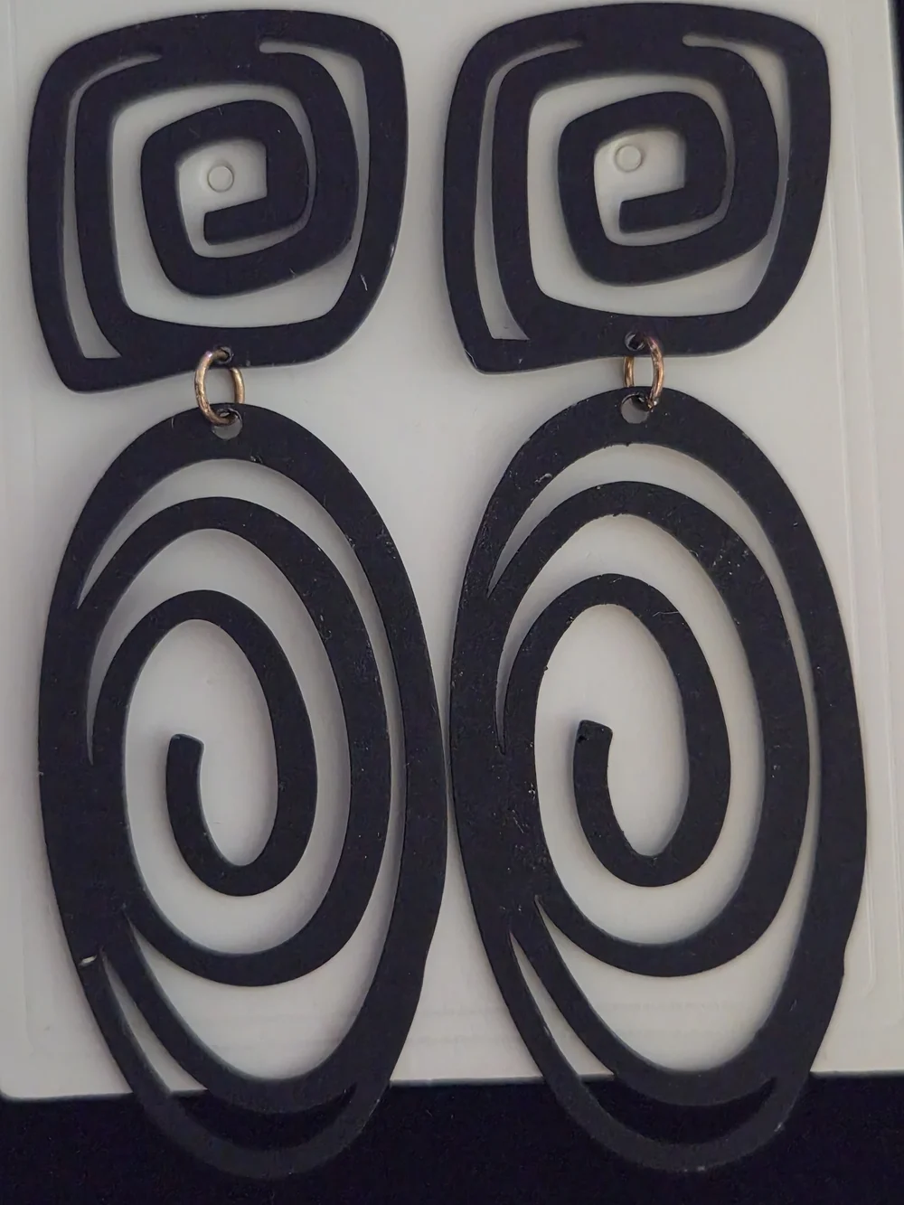 Black Spiral Drop Earrings